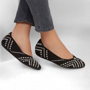 Skechers Women's Cleo 2.0 Be Amazed Flats in Black White Print Women’s Size 8